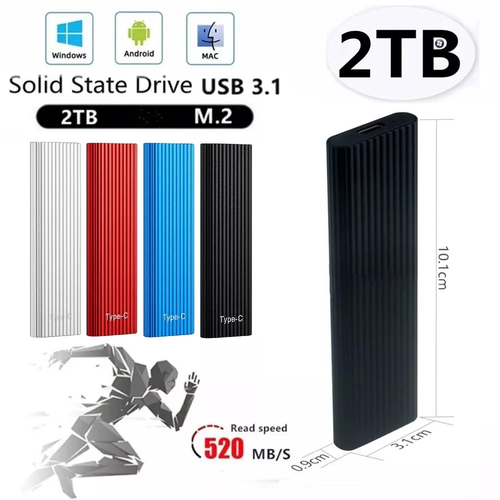

USB 3.1 2 ТБ SSD Внешний жесткий диск высокоскоростной мобильный твердотельный накопитель Type-C жесткий диск для настольного мобильного ноутбука ...