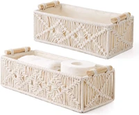 macrame storage baskets boho decor box handmade woven decorative countertop toilet tank shelf cabinet organizer for bedroom home