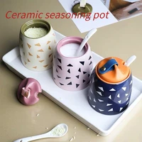 ceramic seasoning pot kitchen seasoning box restaurant seasoning pot household sugar salt pepper spice box oil tank