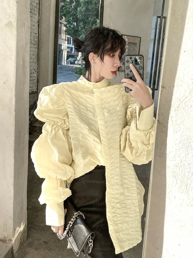 Рубашка с пышными рукавами XUXI весна-осень 2021 уличная одежда однобортная модная