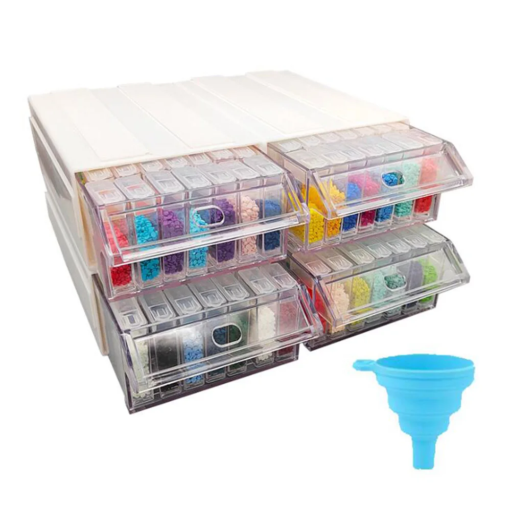 5d Diamond Painting Storage Container Box with Detachable Drawers and 35/70/140 Grids Bottles for Drills Jewelry Beads Storage