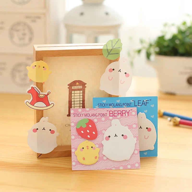 Molang Rabbit N Times блокнот с липкими нотами Мультяшные животные Книжная нашивка