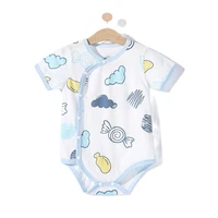 2021 new infant jumpsuits kids cute summer clothes toddler baby boys girls rompers short sleeves covered button 100 pure cotton