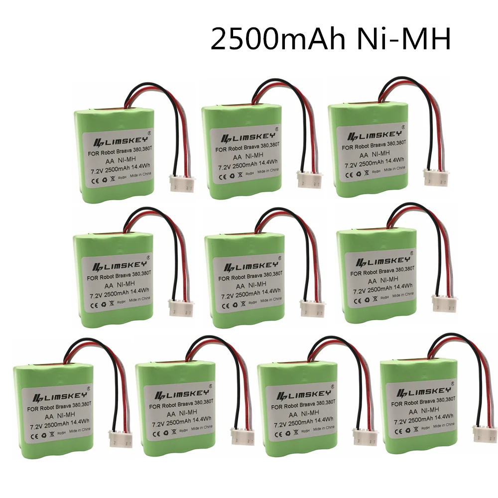 

7.2Volt New 2.5Ah 2500mAh Ni-MH 7.2V Rechargeable Battery for iRobot Roomba Braava 380 380T High Quality
