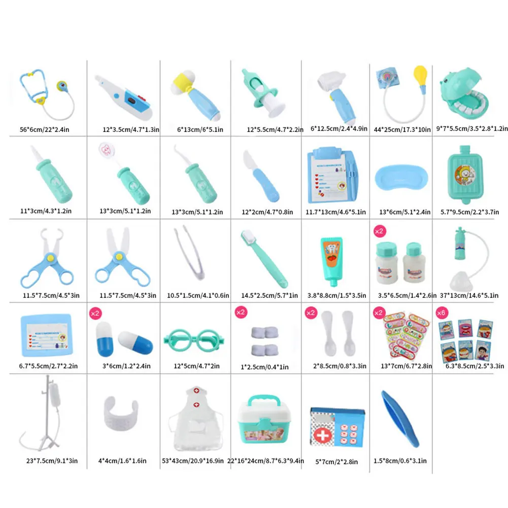 

Kids Toys Doctor Set for Kids Children Kit Games for Girls Boys Pretend Play Plastic Red Medical Dentist Medicine Box Cloth Bag