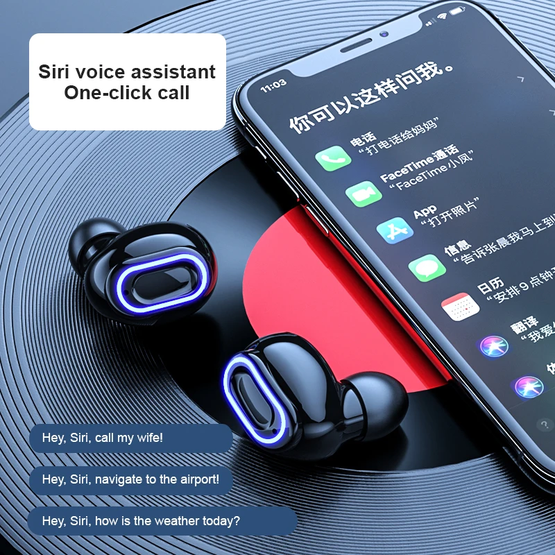 M1 TWS Bluetooth 5.1 Wireless Headphones Touch Three Digital Display In-Ear Pods Sports Headset For IPhone Samsung S10 | Электроника