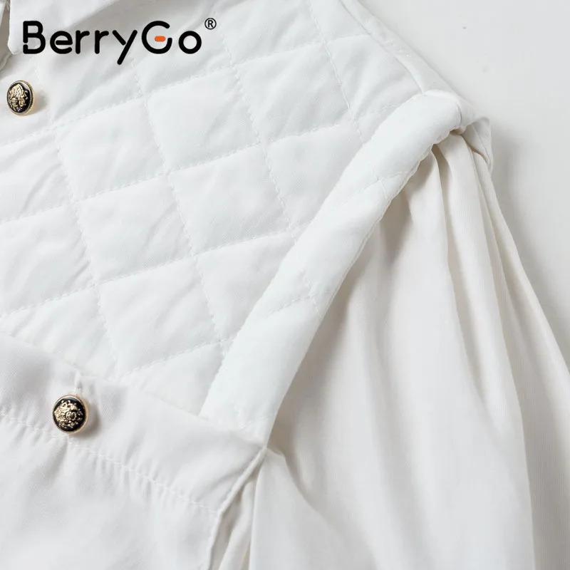 BerryGo винтажная женская блузка на пуговицах рубашка модная уличная с длинным