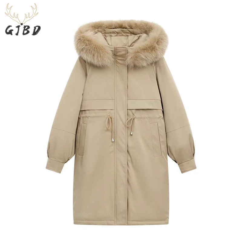 

Boutique Winter Women's Parkas Long Jackets Korean Fashion Streetwear Baggy Thickening Warm Outwear Cotton Padded Parkas Coats