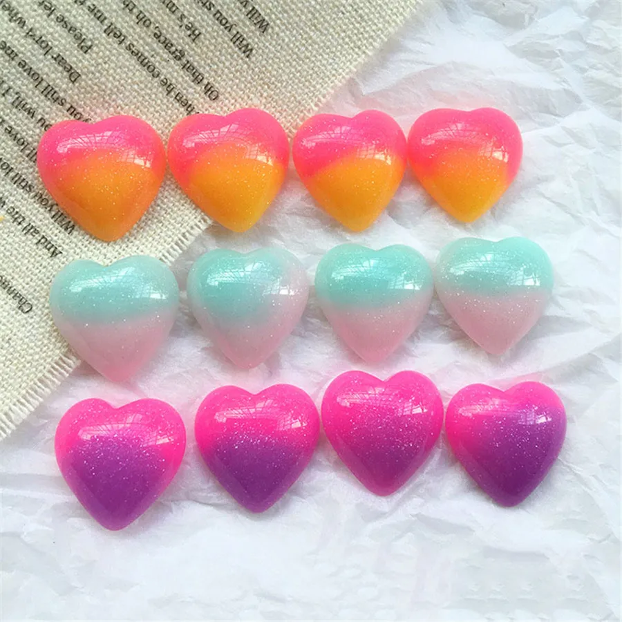 

Wholesale 60pcs 20*20mm Multicolor Style Heart Shape Flatback Resin Cabochons Ornament Accessory Beading Material Cameo Patch