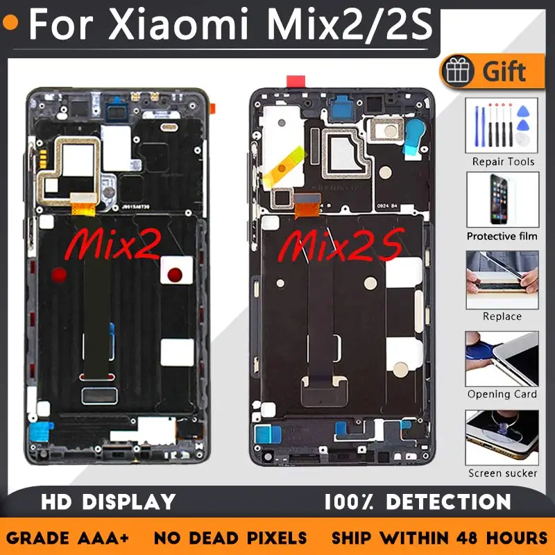 

For XIAOMI Mi Mix 2 Mi Mix 2s Original LCD screen assembly with front case Black White With repair tools and Tempered film