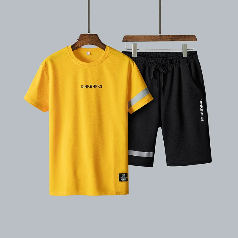 

Summer Men's Sports Tracksuits New Tshirt Shorts Suit Polyester Fiber Fashion Sportswear Printed Jogging Ropa Deportiva Hombre