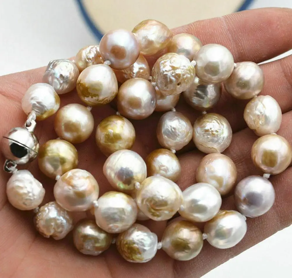 

Hot Baroque Luster 12-14mm Natural South Sea Pearl Necklace 18" 36"AAA