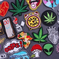 hippie patches on clothes cartoon stickers iron on patches for clothing thermoadhesive patches cute mushroom leaf cloth patch