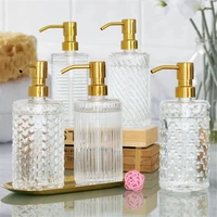 glass soap dispenser transparent shampoo bottle with metal pump bath hand washing bottles nordic kitchen detergent sub bottle