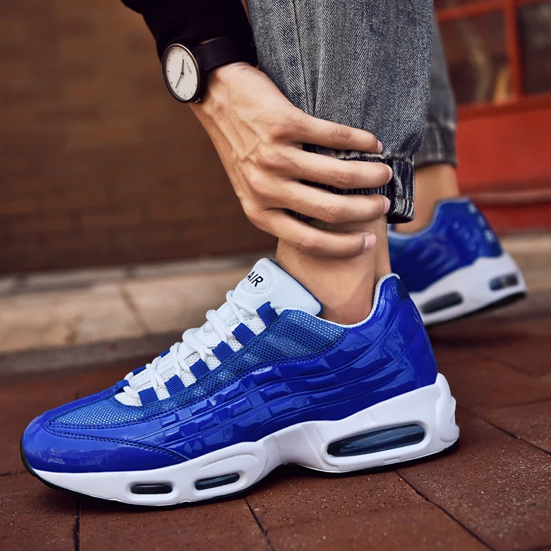 

Hot Brand New Men Running Shoes Air Cushion Leather Breathable Wear-resistant Fitness Trainer Sport Shoes Male Jogging Sneakers