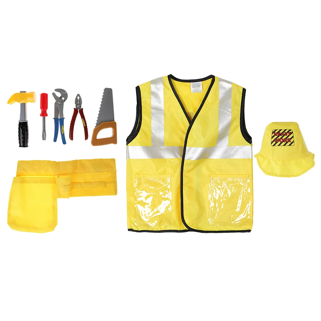 

8pcs/Set Kids Construction Worker Suit Costumes Halloween Cosplay Educate