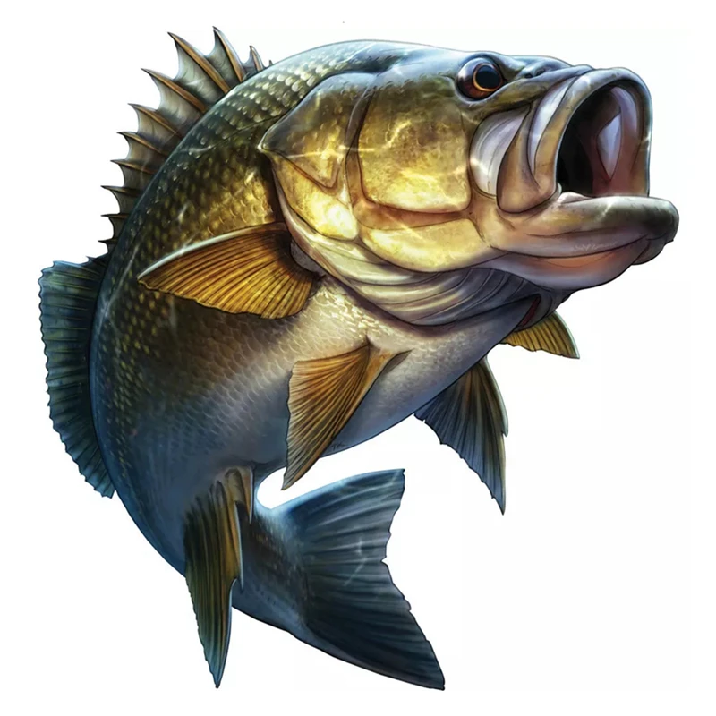

B0135 Self-adhesive Decal Large Mouth Bass Fish Car Sticker Waterproof Auto Decors on Bumper Rear Window
