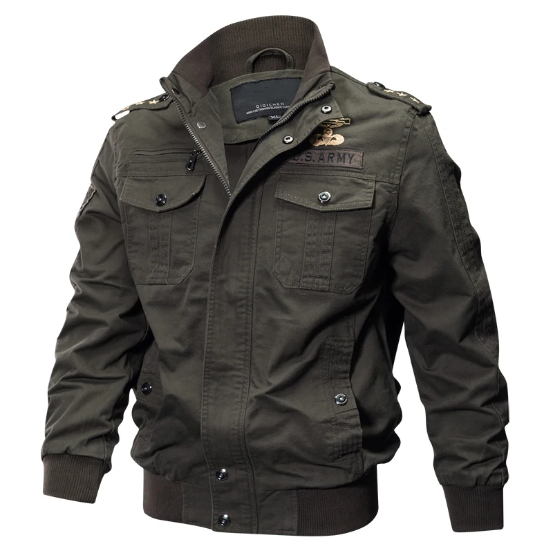 Бомбер мужской в стиле милитари, повседневная куртка-пилот с несколькими карманами, армейский пилот-карго, весна-осень