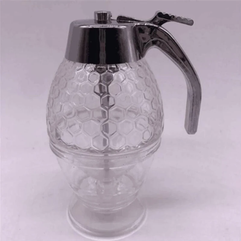 

Honey Dispenser,No Drip Syrup Sugar Container with Stand,Beautiful Honey Comb Shaped Honey Pot,Syrup Sugar Container