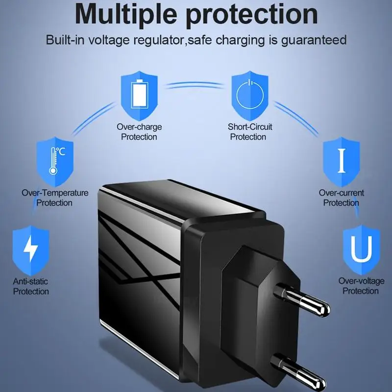 3 порта QC3.0 USB зарядное устройство адаптер Светодиодный дисплей напряжения мобильный телефон путешествия стены цифровой быстрой зарядки для iPhone X samsung S10