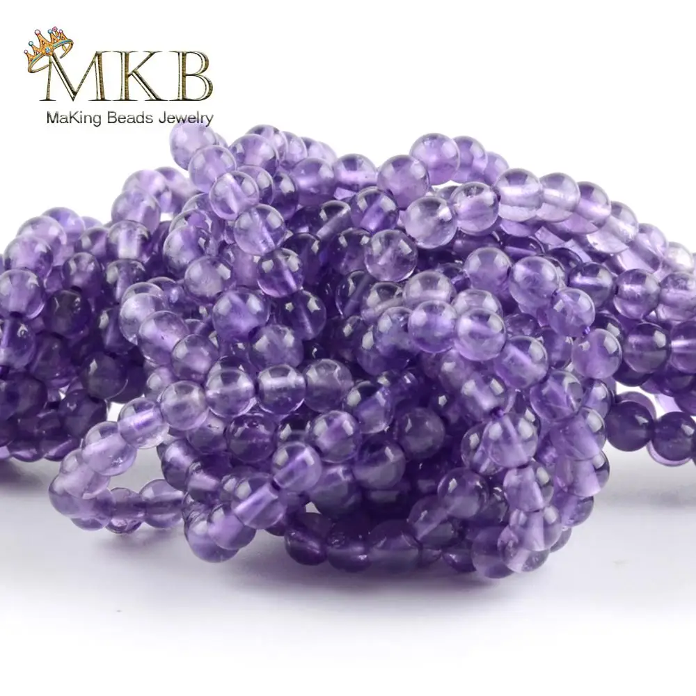 Круглые бусины из аметиста фиолетового кристалла 3 мм свободные натурального