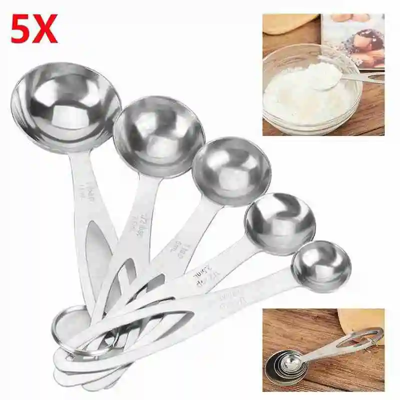 Набор из 5 стальных мерных ложек кухонный инструмент для выпечки мерная ложка