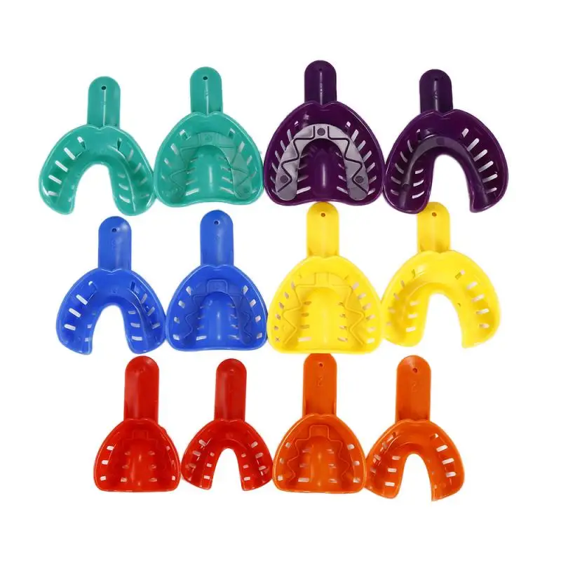 

Professional 12Pcs/set Colorful Dental Impression Trays Plastic Materials Teeth Holder Dental Central Supply For Oral Tools