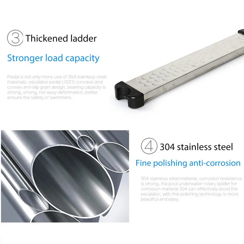 New Swimming Pool Ladder Rung Steps Stainless Steel Replacement Anti Slip Ladder Swimming Pool Accessories