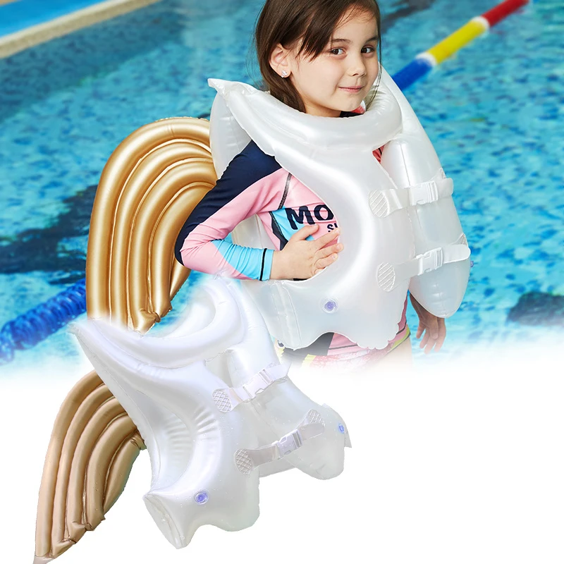 

Swim Rings Pool Inflatable Children's Angel Wings Life Jacket Buoyancy Suit Vest Golden Pool Accessories PVC Outdoor Toy