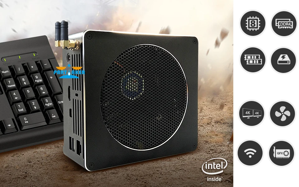 Причастником B18 DDR4 Кофе озеро 8th Gen Мини ПК Intel Core i7 8750 H 32 ГБ Оперативная память Intel UHD Графика 630 Mini DP HDMI WiFi