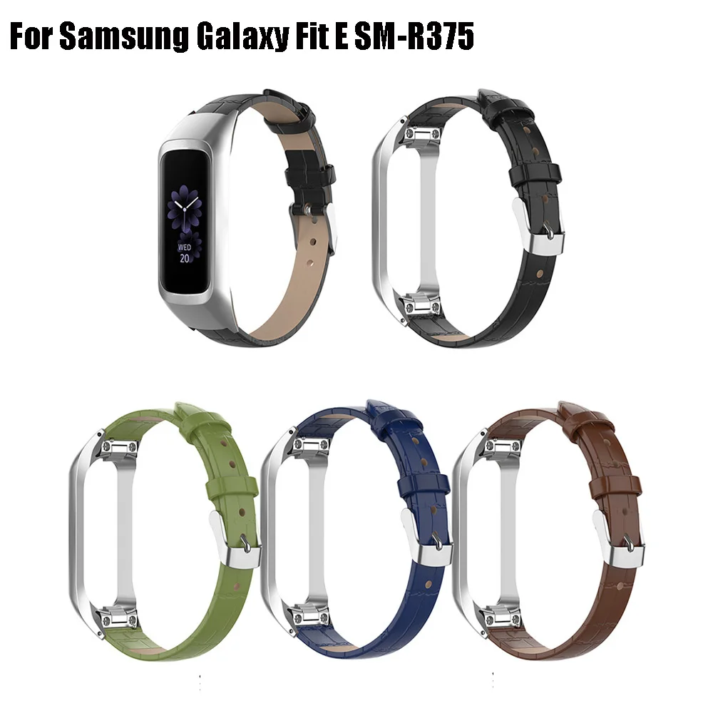 

For Samsung Galaxy Fit E SM-R375 Genuine Leather Watch Band Strap with Case Cover Leather Replacement Wristband Bracelet Belt