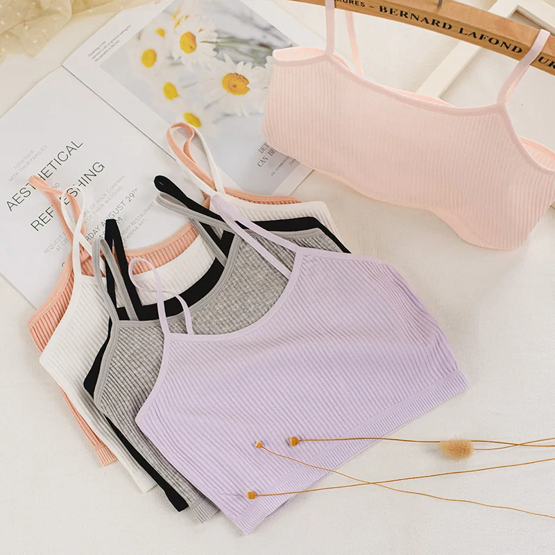 

Girls First Bra Summer Sleeveless Tank Top Solid Pink Comfy Kids Girl Training Bra Toddler Training Bra 5-16Y Children Underwear