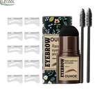 Штамп для бровей ELECOOL, формирование макияжа, контур, водостойкая пудра для бровей, натуральный карандаш для бровей, линия волос, коричневый, черный, комплект из 6 цветов