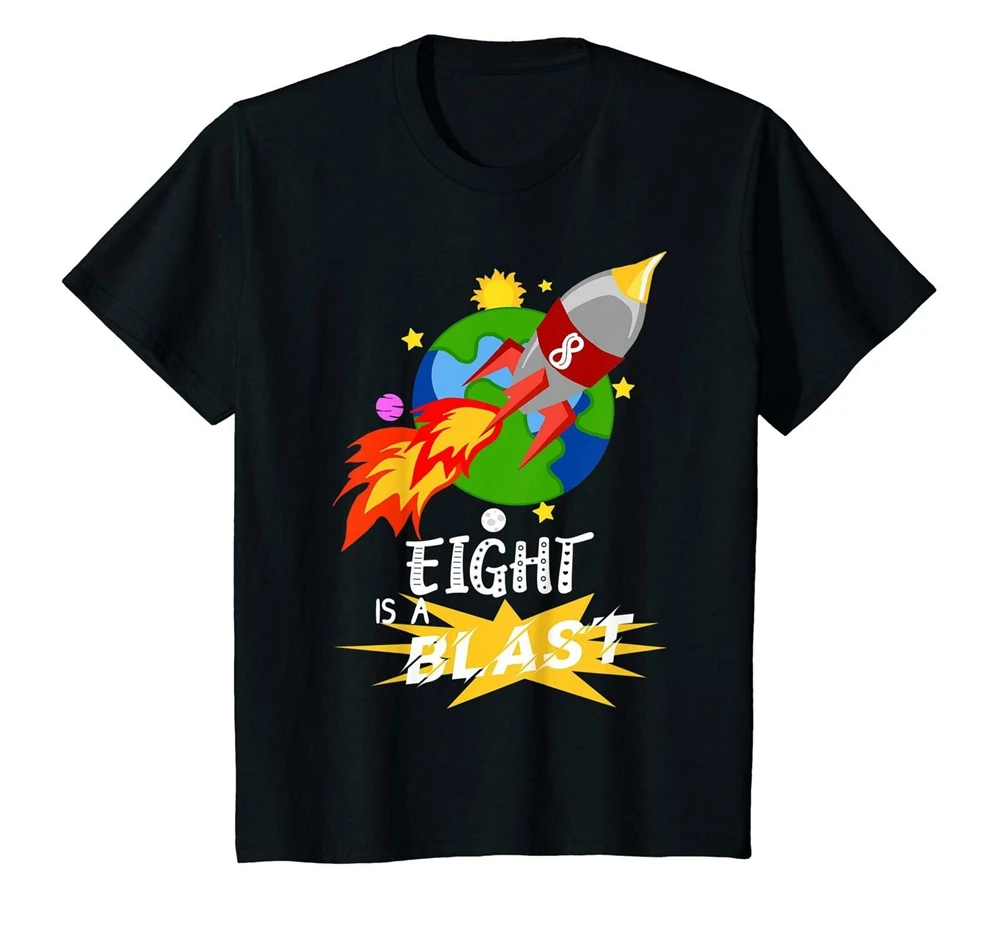 Eight Is A Blast 8 лет 8Th Birthday Space Rocket рубашка брендовая модная футболка|Мужские футболки|