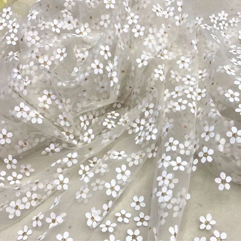 Блестящая Тюлевая ткань с принтом цветка сливы 1 ярд для девочек платье принцессы