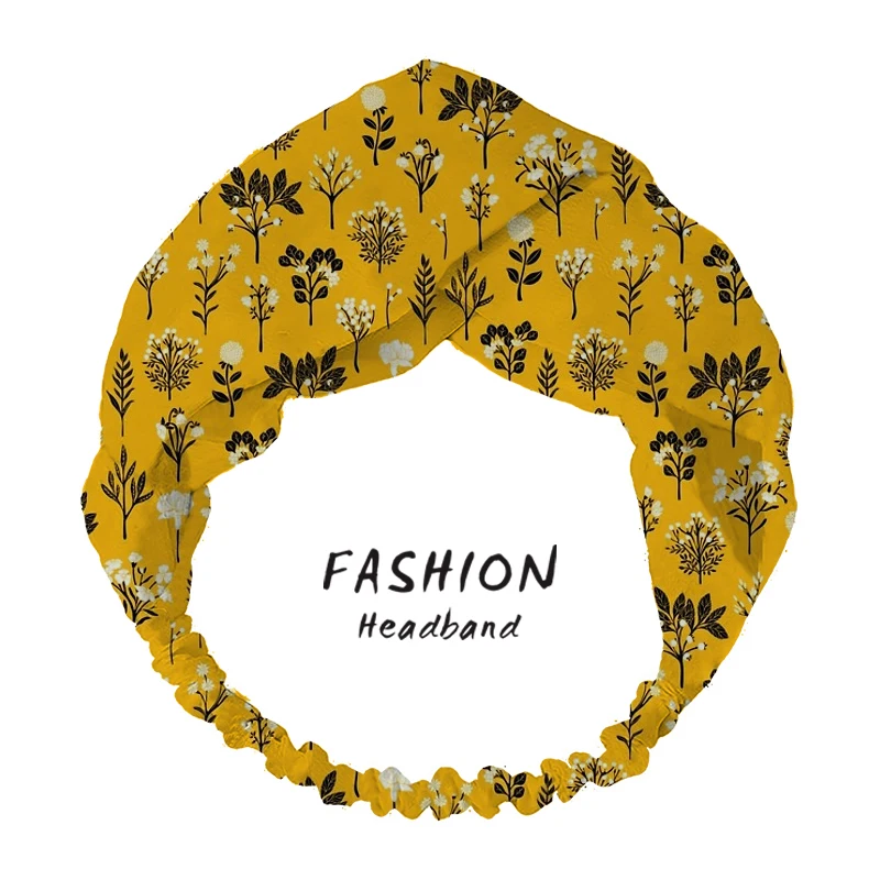 

Женская богемная повязка на голову, обруч с цветочным принтом и растительным принтом, обруч для волос с перехлёстом, лето 2021