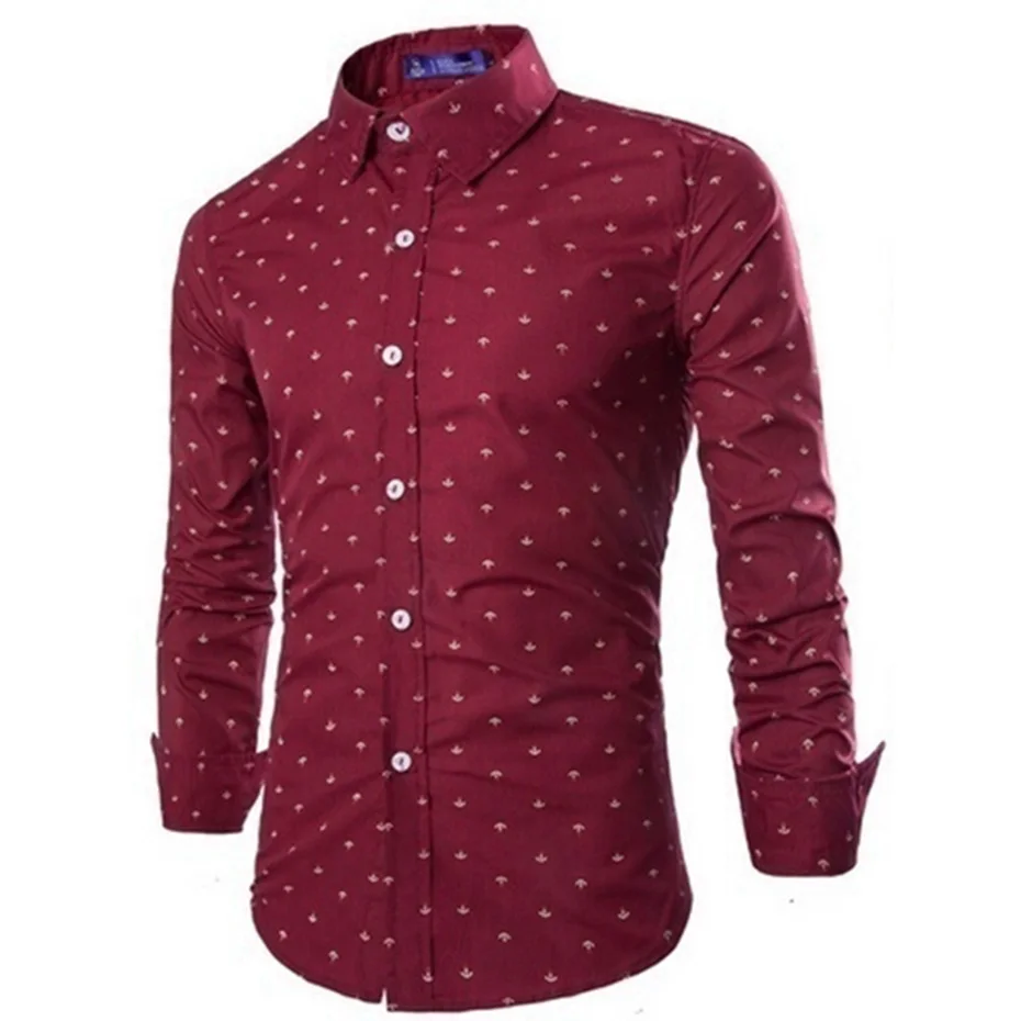 Мужская Осенняя Повседневная рубашка Zogaa 2019 цельное платье в горошек приталенная