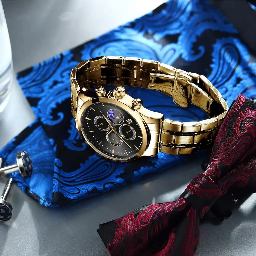 Часы наградные Мужские кварцевые брендовые Роскошные деловые с календарем