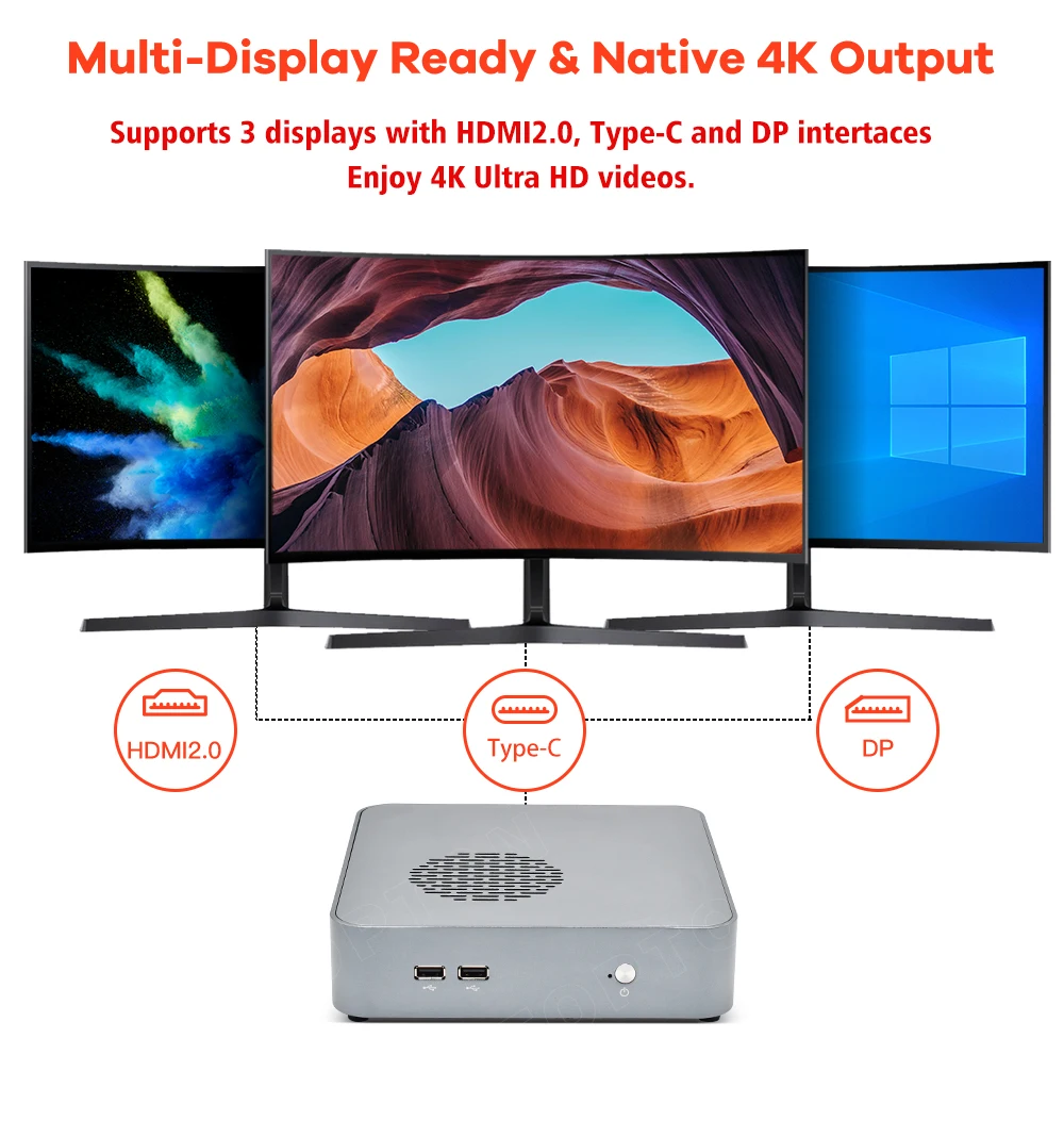 TPM 2.0 AMD Gaming Mini PC Windows10 Pro Ryzen 7 4800H 8C/16T Radeon Graphics Desktop DDR4 M.2 SSD WIFI 6 3x4K Display | Компьютеры и