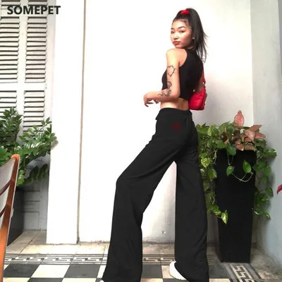 

High street casual Solid wide leg pants women autumn fashion office ladies loose Bottoms Slim Soft pants femme mujer
