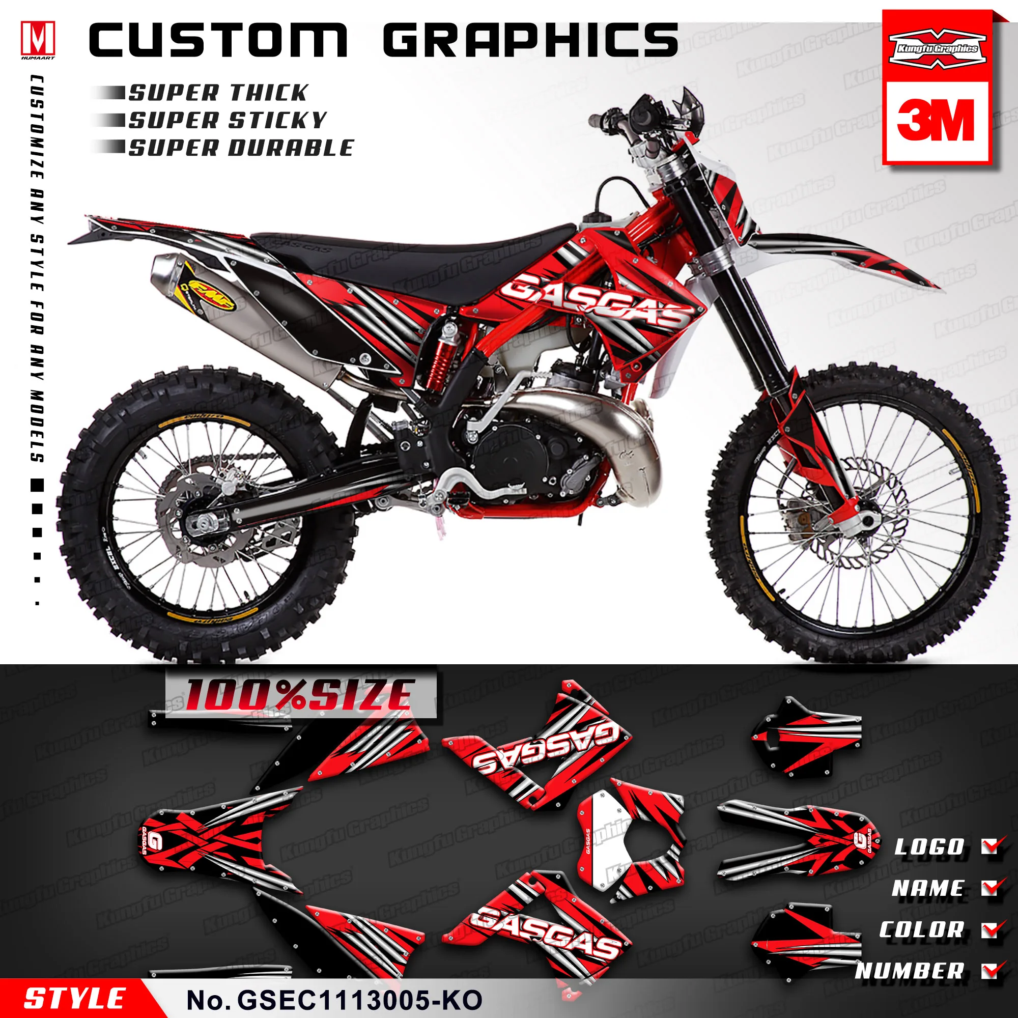 Набор наклеек KUNGFU GRAPHICS MX красные наклейки для газа EC 125 200 250 300 2T 450 4T 6 дней 2011 2012 2013