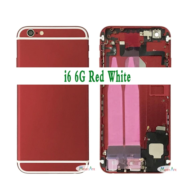 Высокое качество для iphone 6 6G или 6S Задняя средняя рамка Шасси Полный Корпус в сборе крышка батареи задняя дверь с гибким кабелем - Цвет: i6 Red White