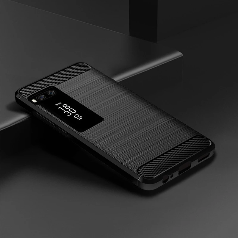 Мягкий чехол для Meizu Pro 7 Plus силиконовый бампер на карбоновое волокно мягкий TPU