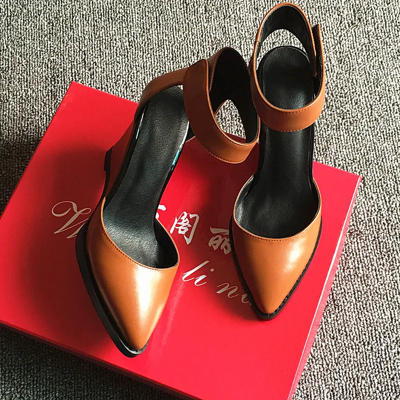 Босоножки на танкетке женская обувь из натуральной кожи босоножки с острым