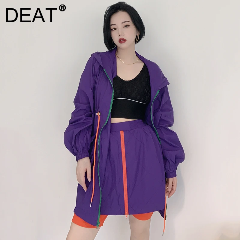 

Женский костюм с капюшоном DEAT, ветровка на завязках и шорты, Солнцезащитный комплект из двух предметов, весна-осень 2021