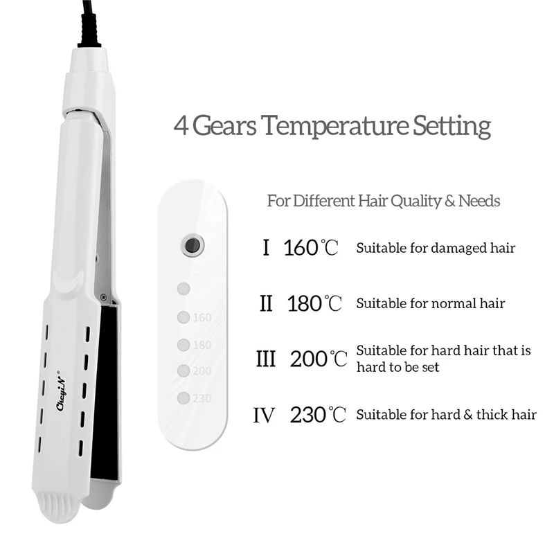 CkeyiN Professional Hair Straightener Curler Negative Ion Ceramic Flat Iron 4 Temperature Setting Heating Care Styling Tool | Красота и
