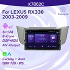 Автомобильный радиоприемник Carplay BT 6G + 128G DSP Android 11, мультимедийный видеоплеер с GPS-навигацией для Lexus RX300 RX330 RX350 RX400H 2004-2009