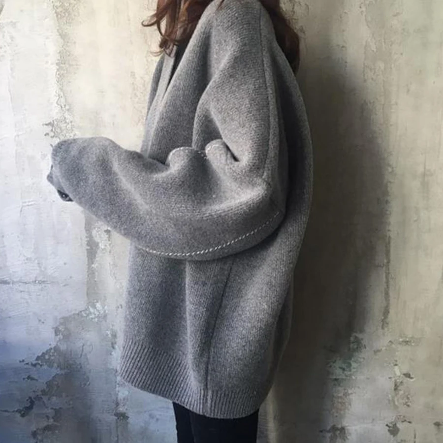 DICLOUD модный осенний Свободный вязаный кардиган свитер в Корейском стиле с