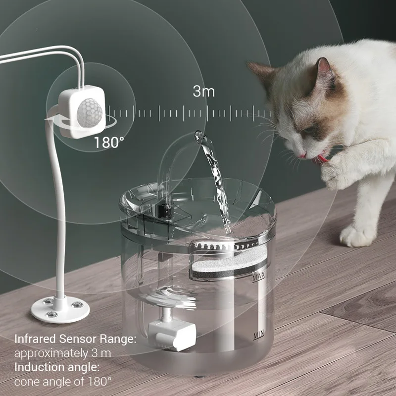 2L Automatic Cat Water Fountain with Faucet Dog Dispenser Transparent Drinkers for Cats Pet Drinking Bowl Filter Feeder | Дом и сад