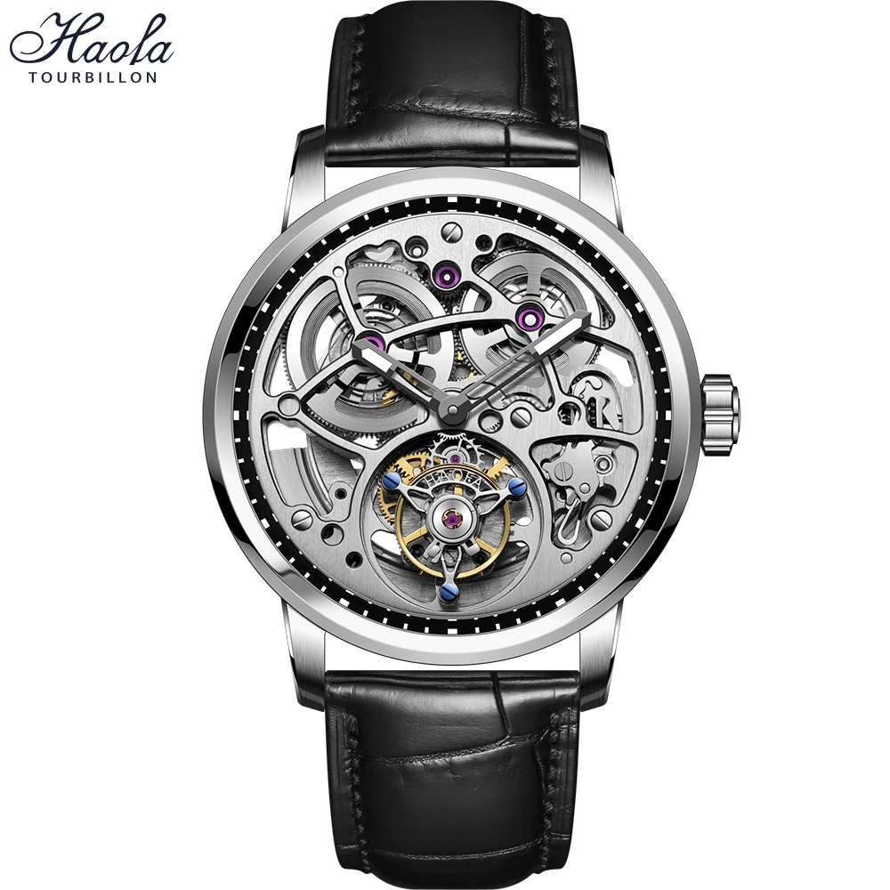 HAOFA Real Automatic Tourbillon Mechanical Sapphire Watches Mens 2021 Hollow Tourbillon Automatic Movement Watch For Men Luxury